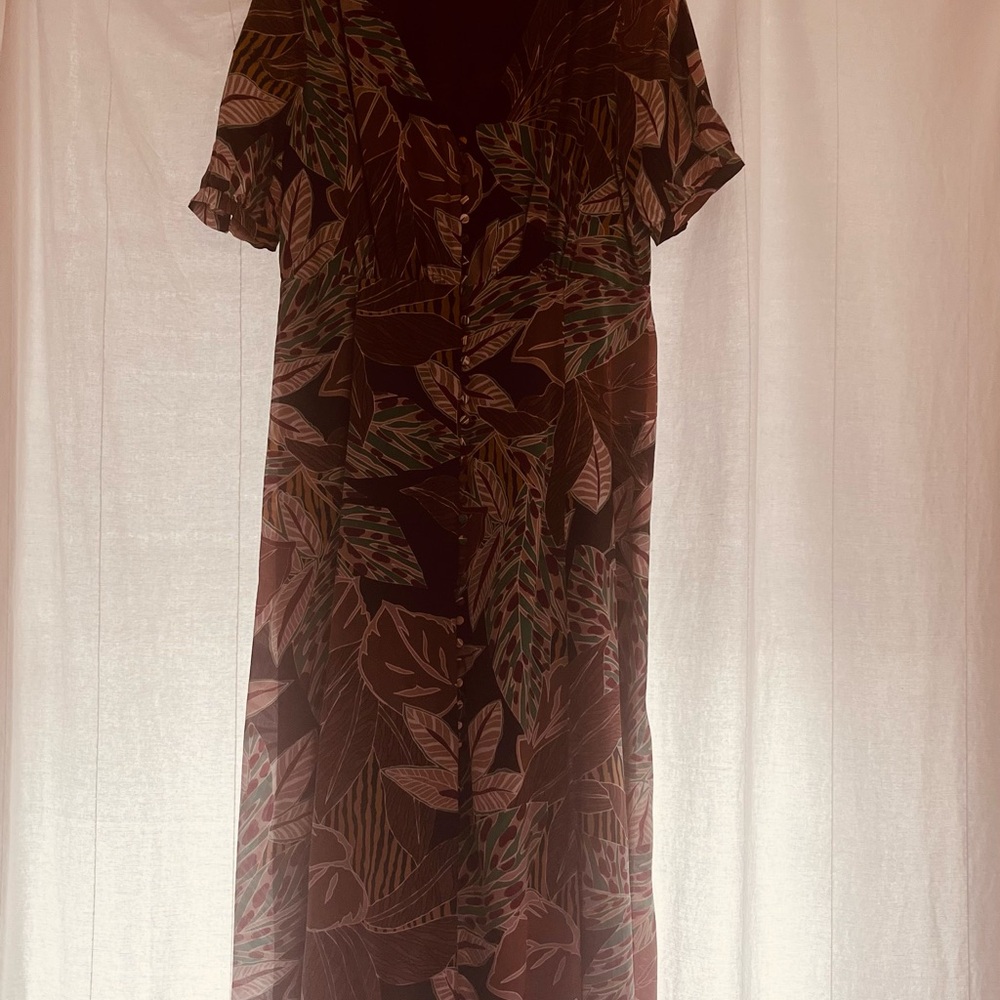 Sezane Multicolor Leaf Print Midi Dress - Picture 3 of 6